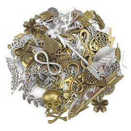 Mila-Amaz Antique Metal Skeleton Steampunk Pendant, Charms, Watch, Gear, Metal Pendant, for Jewellery Crafts