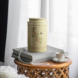 MYMYYT Ceramic Ginger Jar with Lid- 6.5 inches decorative flowers Ginger jars， chinoiserie gift Butterflies Medium jars for Home decor/jewelry/Tea/coffee beans/Storage