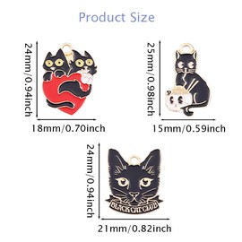 Yukfhgt Cartoon Cute Cat Charms 30 Pcs Enamel Love Skeleton Cat Charms Pendant Decoration DIY Handmade Making Necklace Bracelet Earring Keychain Accessories (D)