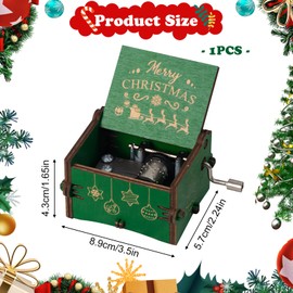 MIGIFTDY Christmas Wooden Hand Crank Music Box, Hand-Cranked Vintage Wooden Musical BoxChristmas Decoration Hand Crank Music Box for Birthday