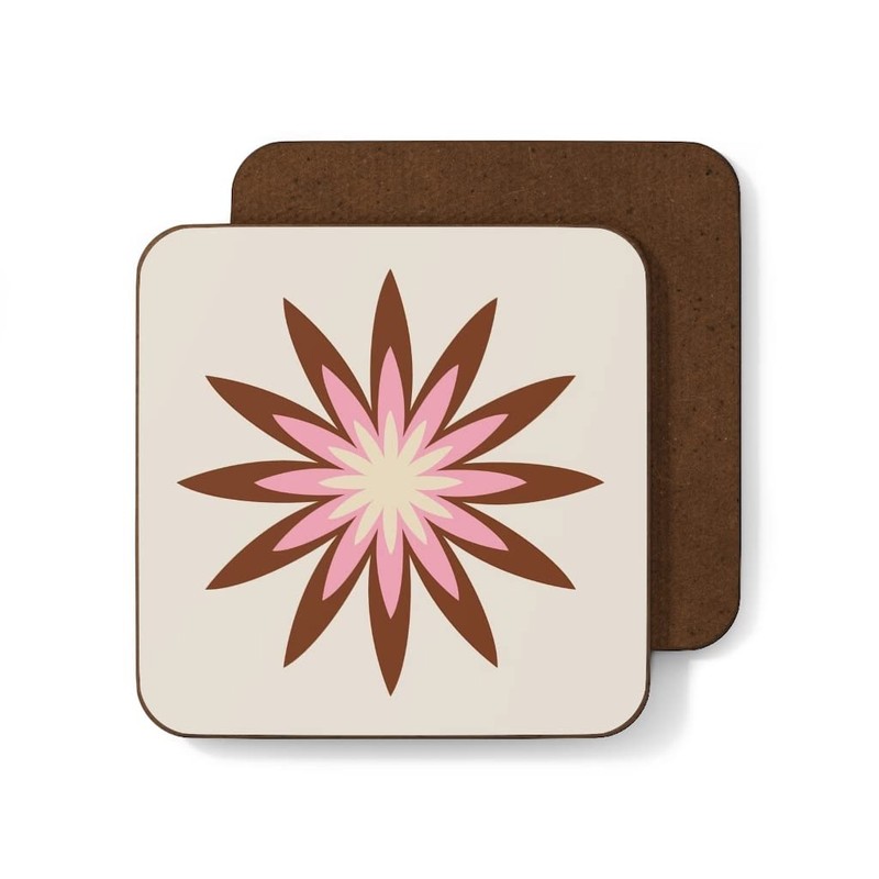 4 Coaster Set 60s 70s Retro Flowers
