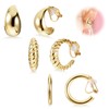 Gold Clip on Earrings, 16K Plated Chunky Waterdrop Tube Hoops