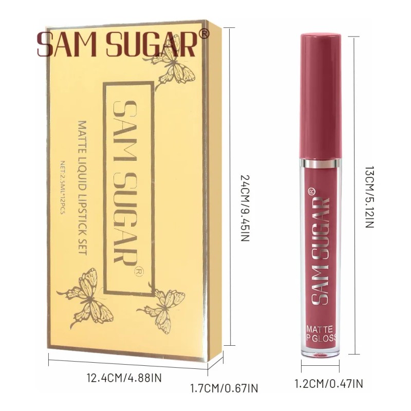 Set De 12 Labiales Mate De Larga Duración Pintalabio Regalo