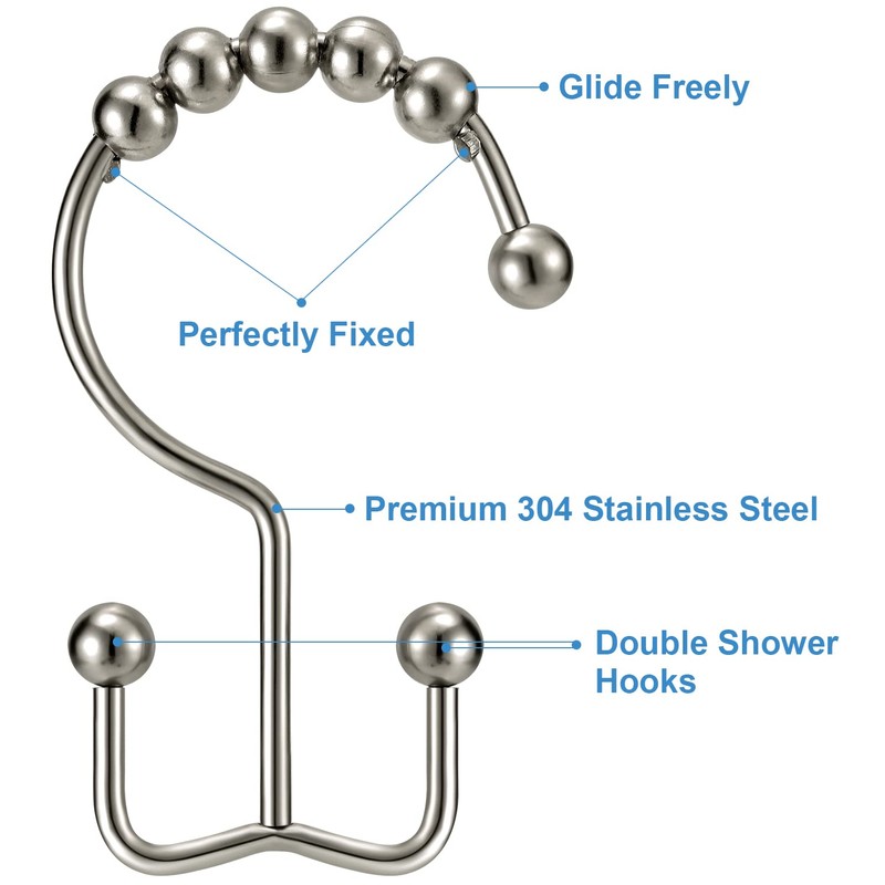 TENOVEL Never Rust 304 Stainless Steel Shower Rings, Rustproof Shower