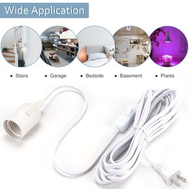 JACKYLED Extension Hanging Lantern Cord Cable 2-Pack 20ft UL 360W with E26 E27 Socket On/Off Button Pendant Lighting