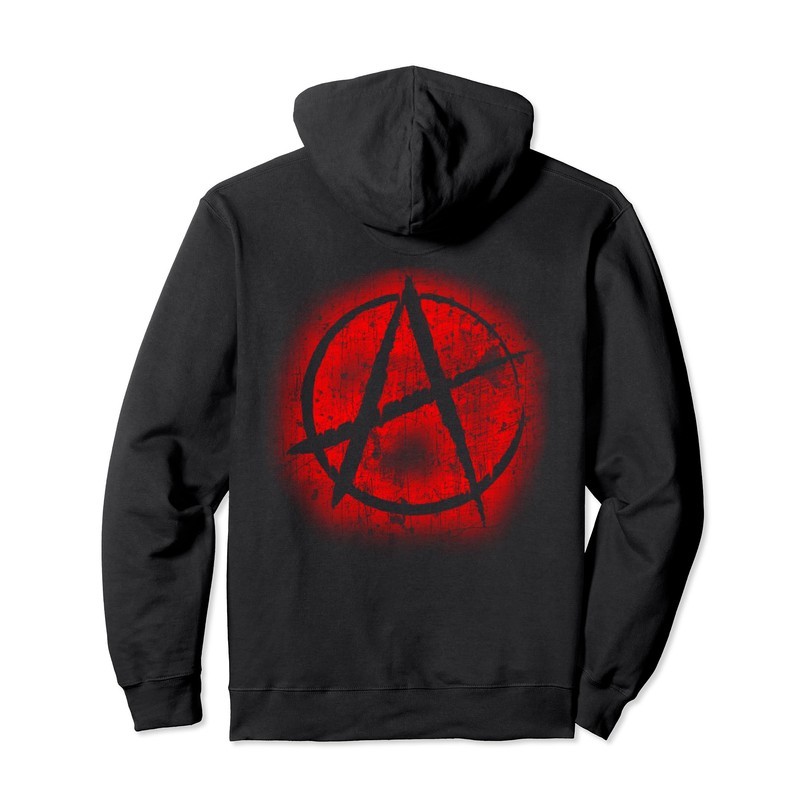 Red Anarchy Symbol Design Graffiti Style, Anarchism, Punk Pullover Hoodie