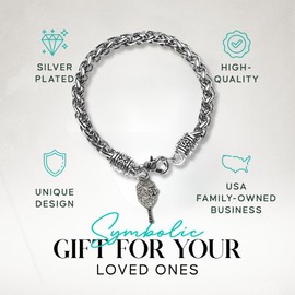 SportyBella Pickleball Racket Charm Bracelet - Silver Women's Paddle Jewelry, Gifts for Pickleball Players and Partners, Accessories for Her