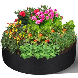 GREANER 4x1FT Large Grow Bag, Heavy Duty Fabric Round Garden Raised Planting Bed, Planting Container Grow Bag for Planting Herb Flower Vegetable Potato Plants(Black)