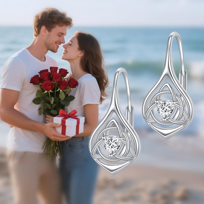POPLYKE Sterling Silver Celtic Hoops Earrings Small Celtic Knot Huggie