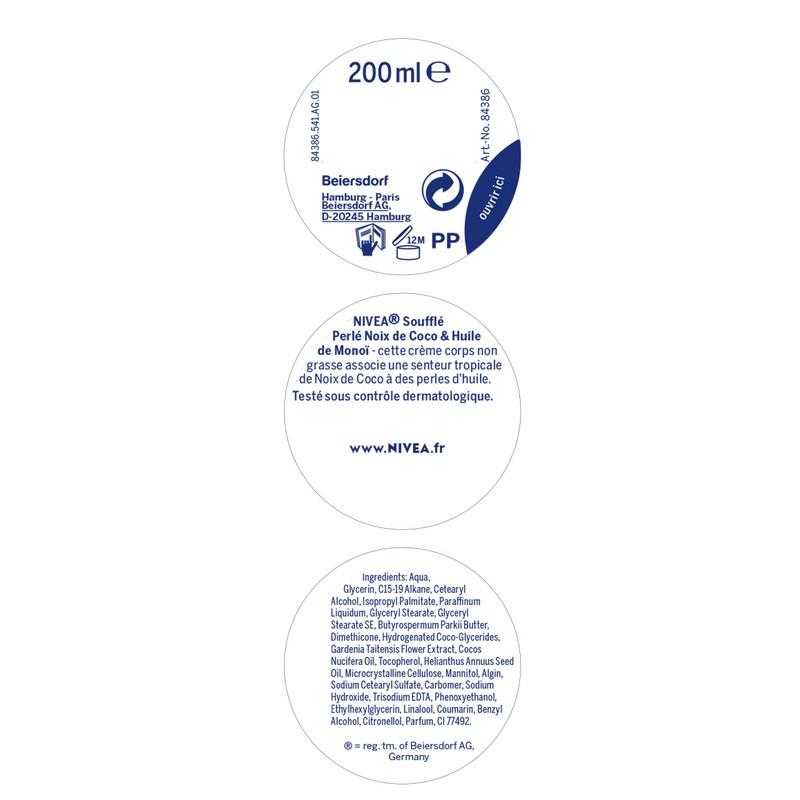 Nivea Cream Oil Soufflé Container Coconut Monoï Oil 200ml 1
