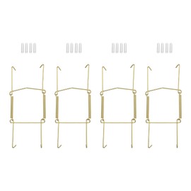 sourcing map 4Pcs Plate Hanger, 6 Inch U Type Zinc Plated Invisible Wall Plate Hangers for Decorative Plates, Gold