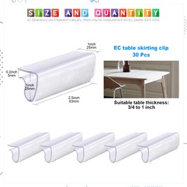Glarks 30 Pack Rectangular Shape Plastic Table Cover Clips Tablecloth Clips Table Skirting Clips with Hook and Loop for 3/4 to 1 inch Table for Indoor Outdoor Wedding Party Picnic Events