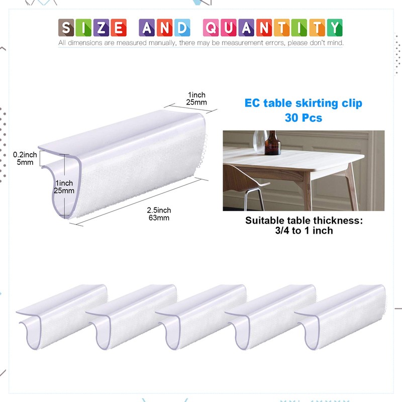 Glarks 30 Pack Rectangular Shape Plastic Table Cover Clips Tablecloth