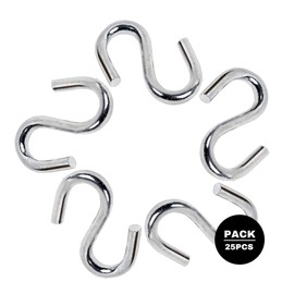 DOJA INDUSTRIAL S Hooks M5 Pack 25 Galvanised Steel Hooks for Hanging Tools, Kitchen Utensils, Coat Hooks for Hanging Clothes, Clothes Rail, Wardrobe Rail