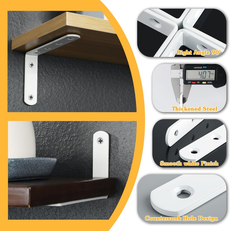 Alise 4mm-Thicker Heavy Duty Stainless Steel Bracket Floating Shelf Brackets