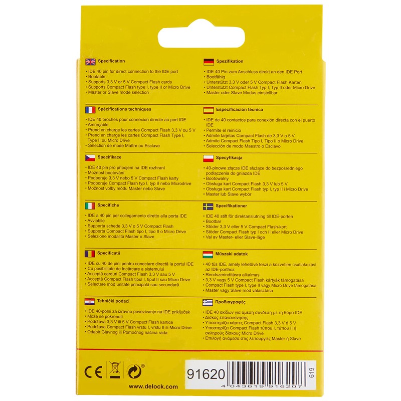 Delock,91620,Konverter AA8IDE 40Pin > 1x Compact Flash
