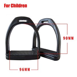 2PCS Stirrups for Lightweight Safety Horse Saddle English Riding Black Horse Stirrup，9cm*9.6 cm(For children)