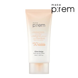 Make Prem [All Pass Earn 1,000 P] [Padef Free] Make Prem UV Defense Me Tone Up Sun Cream 50ml (Glow Beige) [GIFT] Cleansing Foam 50ml / 메이크프렘 [올패스1천P적립][파데프리]메이크프렘 유브이 디펜스 미 톤업 선크림 50ml (글로우 베이지) [GIFT]클렌징폼50ml