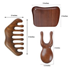 OULIGET Wood Gua Sha Massage Tools Set,Scraping Scalp Massage Comb, Wooden Gua Sha Scraping Tools,3 Pieces.
