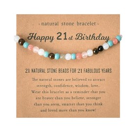 MXXGMYJ Happy 21st Birthday Gifts Bracelet for Daughter Granddaughter 21 Year Old Birthday Gifts for Her Best Friend Bday Gifts for Niece Sister Birthday Gift Ideas Natural Stone Bead Bracelets