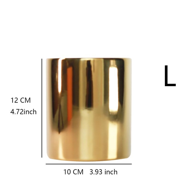 LOUIE SILNA Office Accessories Gold Ceramic Pen Holder, Desk Organiser