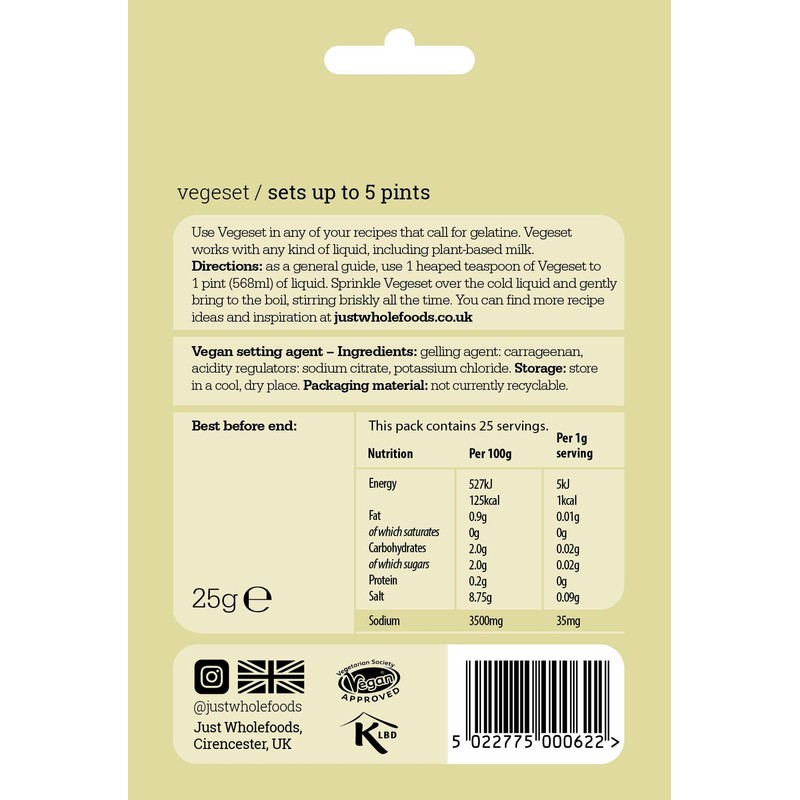 Just Wholefoods - Vegeset - 5x25g