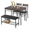 VECELO Kitchen Dining Table Set with Upholstered Bench & 2