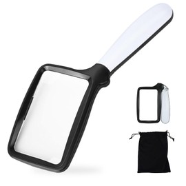 Lupa plegable de mano con luz, 3X Lupa de lectura rectangular grande con LED regulable para degeneración macular, personas mayores, lectura, inspección, monedas, joyería
