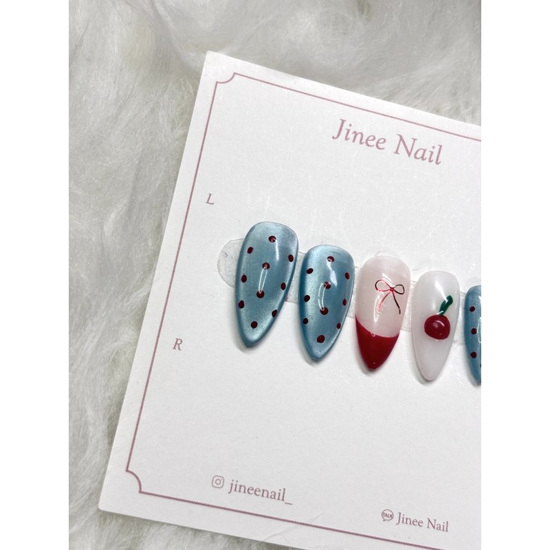 Cherry Dot Nail Tips - Stiletto / 체리 도트 네일팁