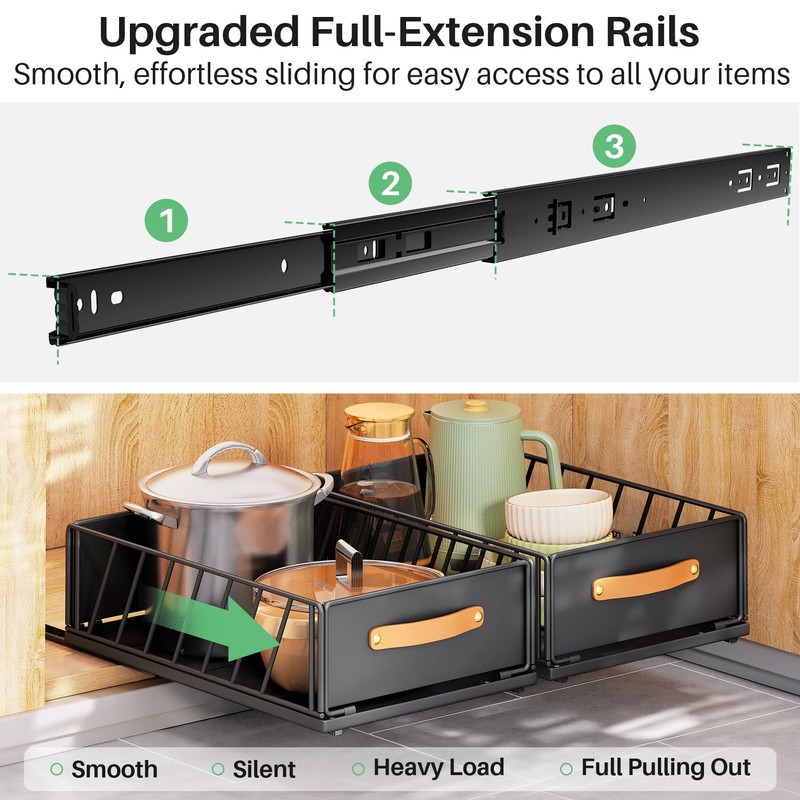 Pull out Cabinet Organizer Fixed with Adhesive Nano Film,Heavy Duty