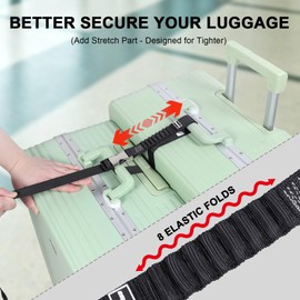 Vividwise Luggage Straps, Stretchable Luggage Connector Straps for Suitcases, Metal Buckle Add A Bag Adjustable Attachment Accessories Belts (Black, Medium)