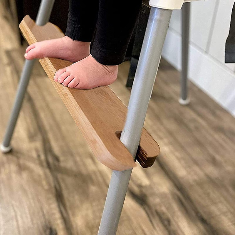 High Chair Footrest, Natural Bamboo Wooden Footrest Compatible with IKEA