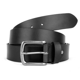 Mens Genuine Leather Casual Belt for Jeans and Dress, Big, Tall and Wide Leather Belt (28"-64") Black and Brown