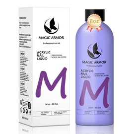 MAGIC ARMOR Monomer Acrylic Nail Liquid 240ML（8 fl.oz) – Professional Acrylic Liquid for Nail Extension,Carving & Nail Art – Non-Yellowing EMA Liquid Nails for Acrylic Powder, DIY Nails at Home & Nail Salon Use