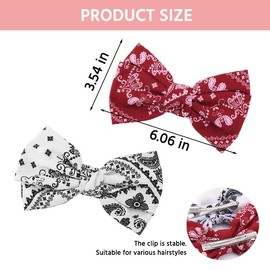 Bandana Hair Bow for Women Ribbon Hair Bows Paisley Hair Clip Hair Bow Barrettes for Women Girls Birthday Christmas Gifts for Daughter Sister French Barrette Hair Clips 2Pcs
