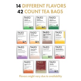TAZO Tea Bags Sampler Assortment Variety Pack Gift Box (42 Count) 14 Different Flavors Gifts for Her Him Women Men Tea Lovers Couples Family Friends Coworker