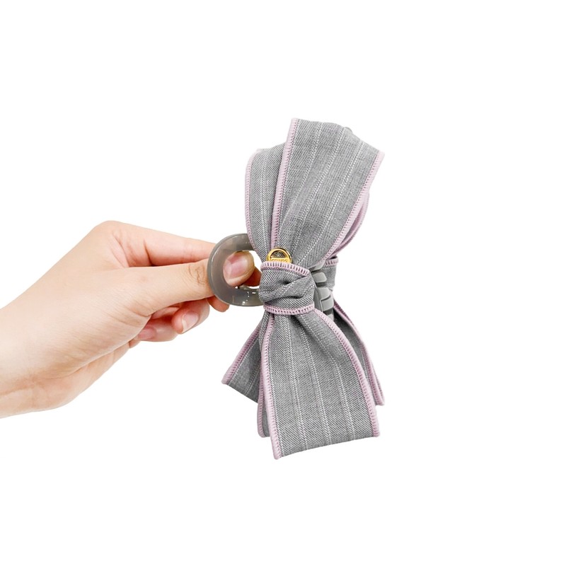 Burnaby Soft Gray Pink Ribbon Clamp Pin / 버나비 소프트