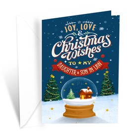 Prime Greetings Daughter and Son In Law Christmas Card, Made in America, Eco-Friendly, Thick Card Stock with Premium Envelope 5in x 7.75in, Packaged in Protective Mailer