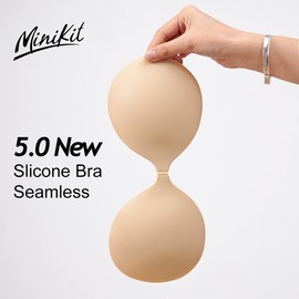 Minikit Silicone adhesive bra seamless sticky invisible push up bra for tank top.Dress for womenswear Comfort bras straplessbra push bra wireless bras for women minimizer bra - Colour: skin, Size: C
