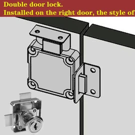 Double Door Cabinet Lock with Double Deadbolt [Keyed Alike] - Right Side Mount, 3/4" Drill Diameter for 3/5" - 7/8" Door Panels (1 Pack)