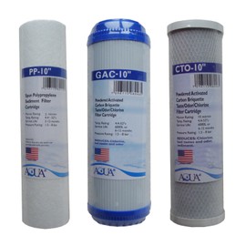 Reverse Osmosis Revolution Set of 3 10" Replacement Undersink Water Filtration Filters: Sediment, GAC, CTO Carbon Block