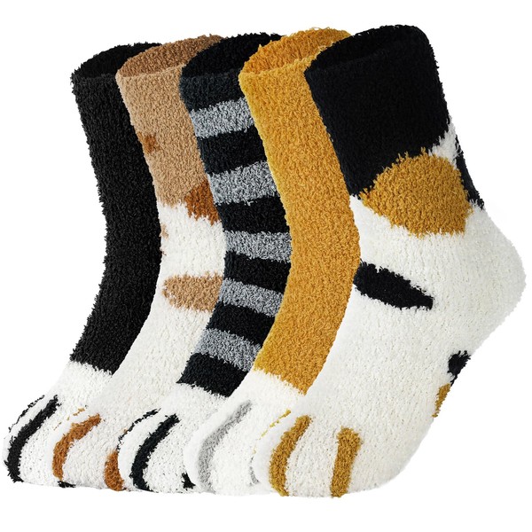 Clothirily Clothirily Fuzzy Cat Paw Slipper Socks for Women -