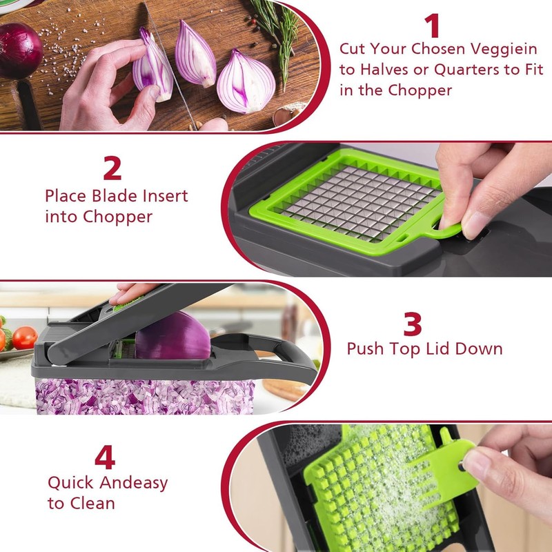 Vegetable Chopper, Multifunctional Kitchen Vegetable Slicer Dicer Cutter, Mandoline Vegetable