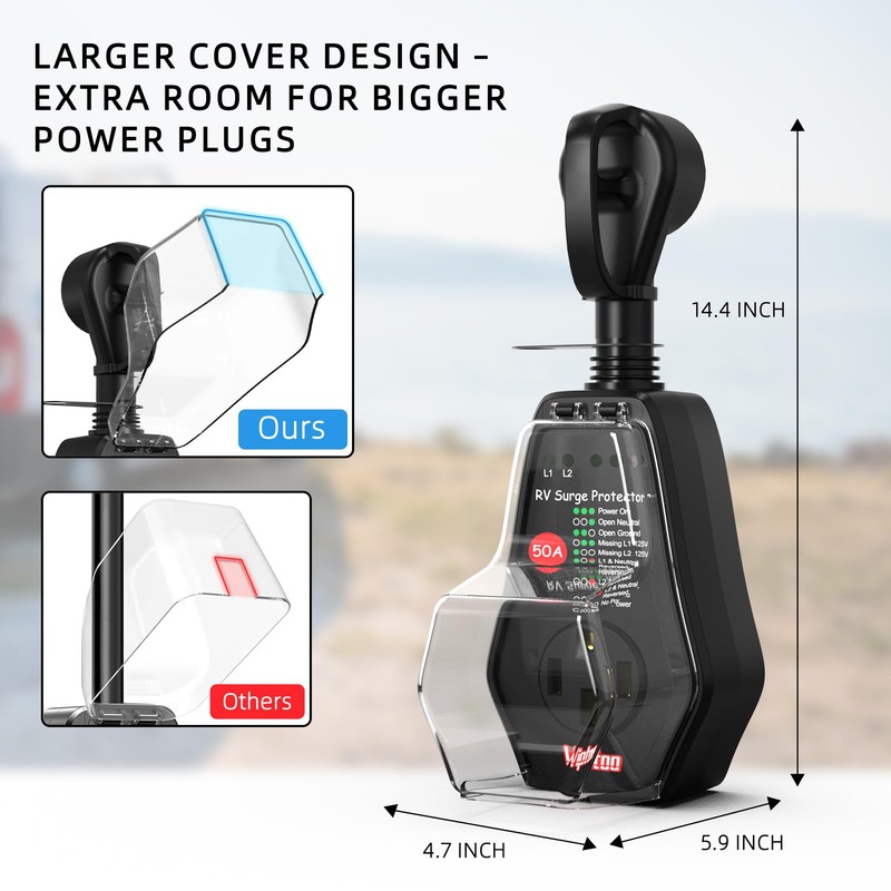 VIPTOO RV Surge Protector 50 Amp with Replaceable Module, 12000