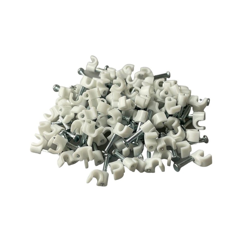 500 x White Round Cable Clips 4mm
