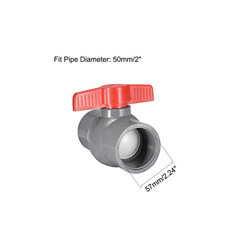 sourcing map PVC Ball Valve Supply Pipe Knob Thread Ends
