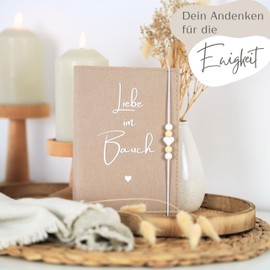 MAHEWA® Premium Maternity Log Cover Made of Felt Fabric | Maternity Log Organiser Maternity Log Pocket Protective Cover | Envelope Case Folder Maternity Passport | Cover "Liebe im Bauch" Beige