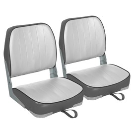 Leader Accessories A Pair of New Low Back Folding Boat Seat (2 seats) (E-Gray/Charcoal)