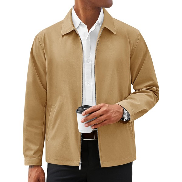 Runcati Mens Lightweight Jackets Full Zip Business Casual Windbreaker Fall