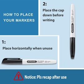 WOSWEL Dry Erase Markers Bulk, 12 Pack Black Fine Tip Whiteboard Markers, Fine Point, Low Odor Dry Erase Markers for School Office Home, Non-Toxic Easy Clean
